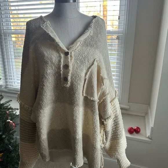 EUC Free People Road Trip Stripe Knit Henley - Picture 2 of 5